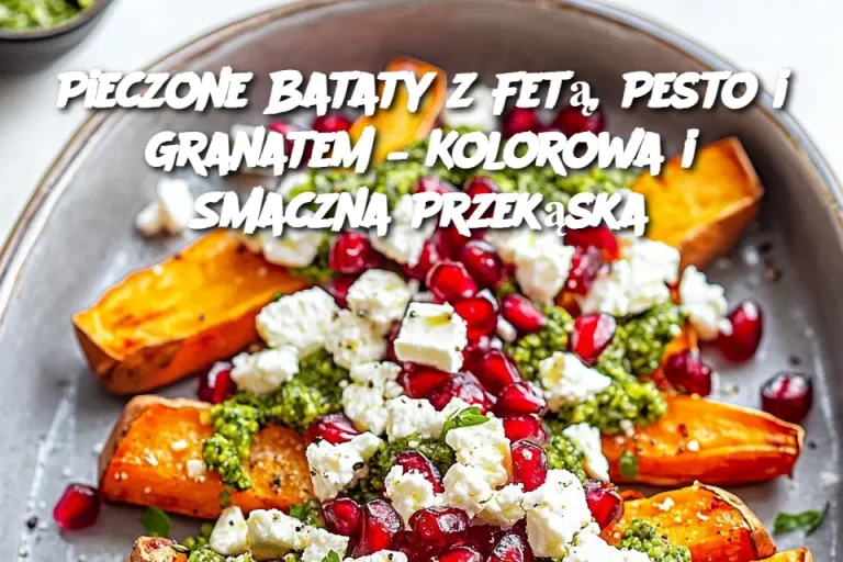 Pieczone Bataty z Fetą, Pesto i Granatem – Kolorowa i Smaczna Przekąska